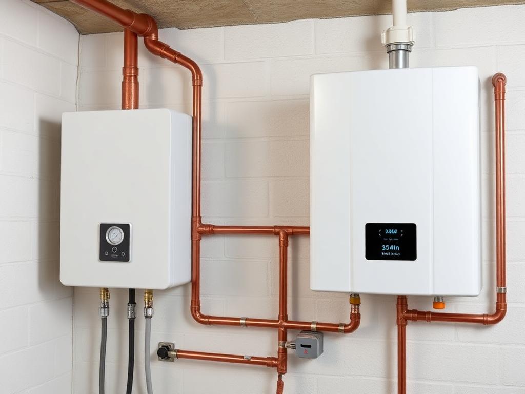 Modern tankless water heater installation